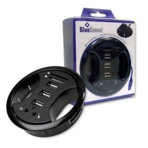 BLUEDIAMONDUSB 2.0 In-desk Hub w/CdRdr-3 Port,3inch